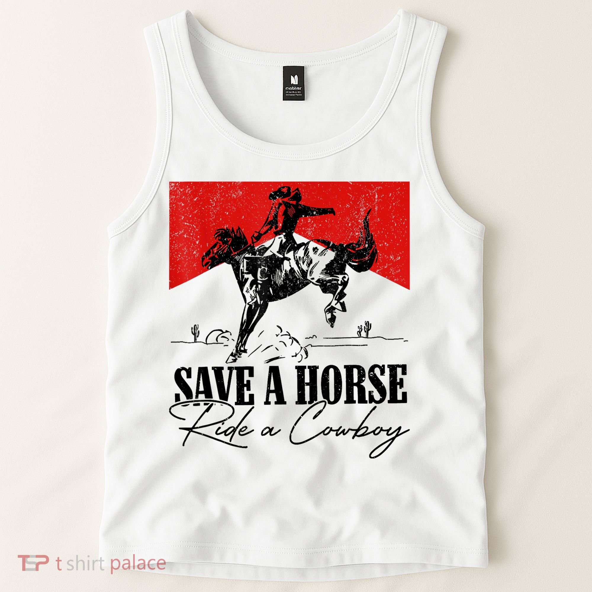Save A Horse Ride A Cowboy Skeleton Country Skull Western Tank Top