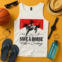 Save A Horse Ride A Cowboy Skeleton Country Skull Western Tank Top thumb 4