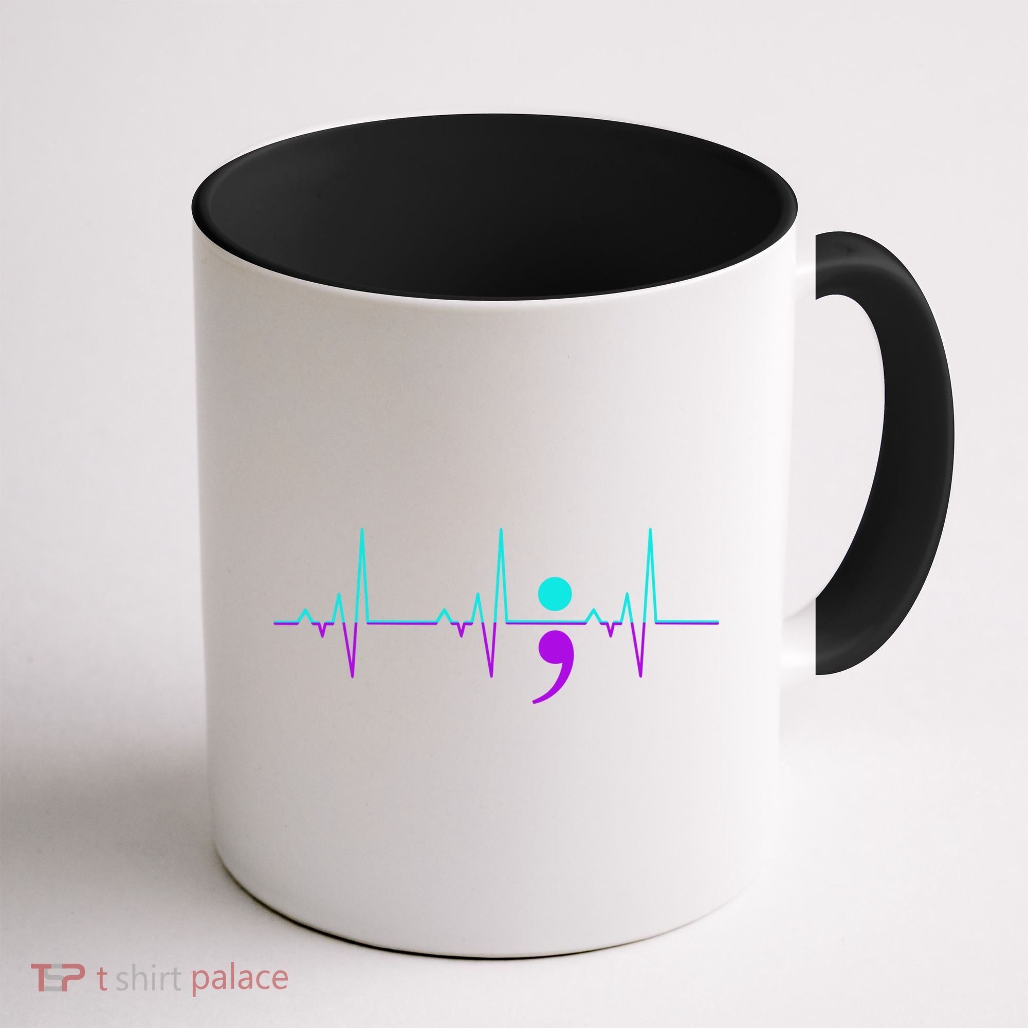 Suicide Awareness Heartbeat Happy Ribbon Support Graphic Gift Coffee Mug