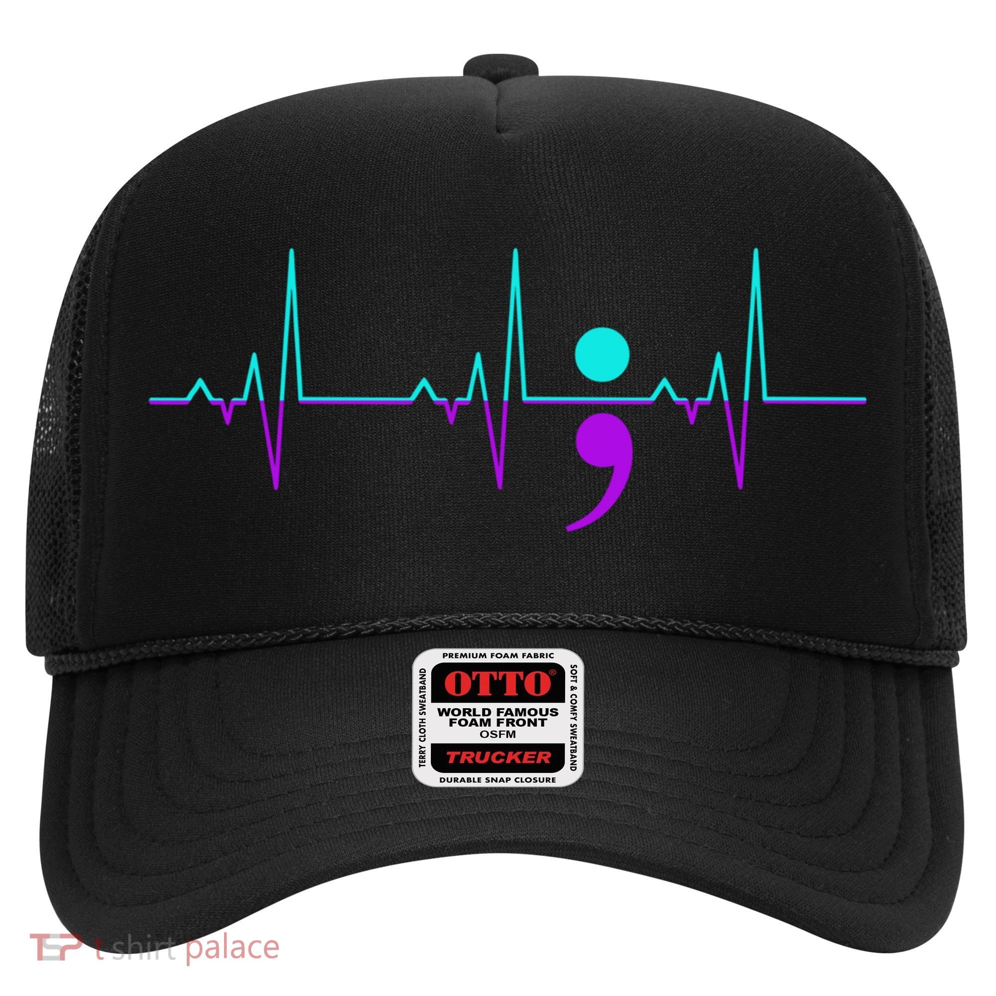 Suicide Awareness Heartbeat Happy Ribbon Support Graphic Gift Hat