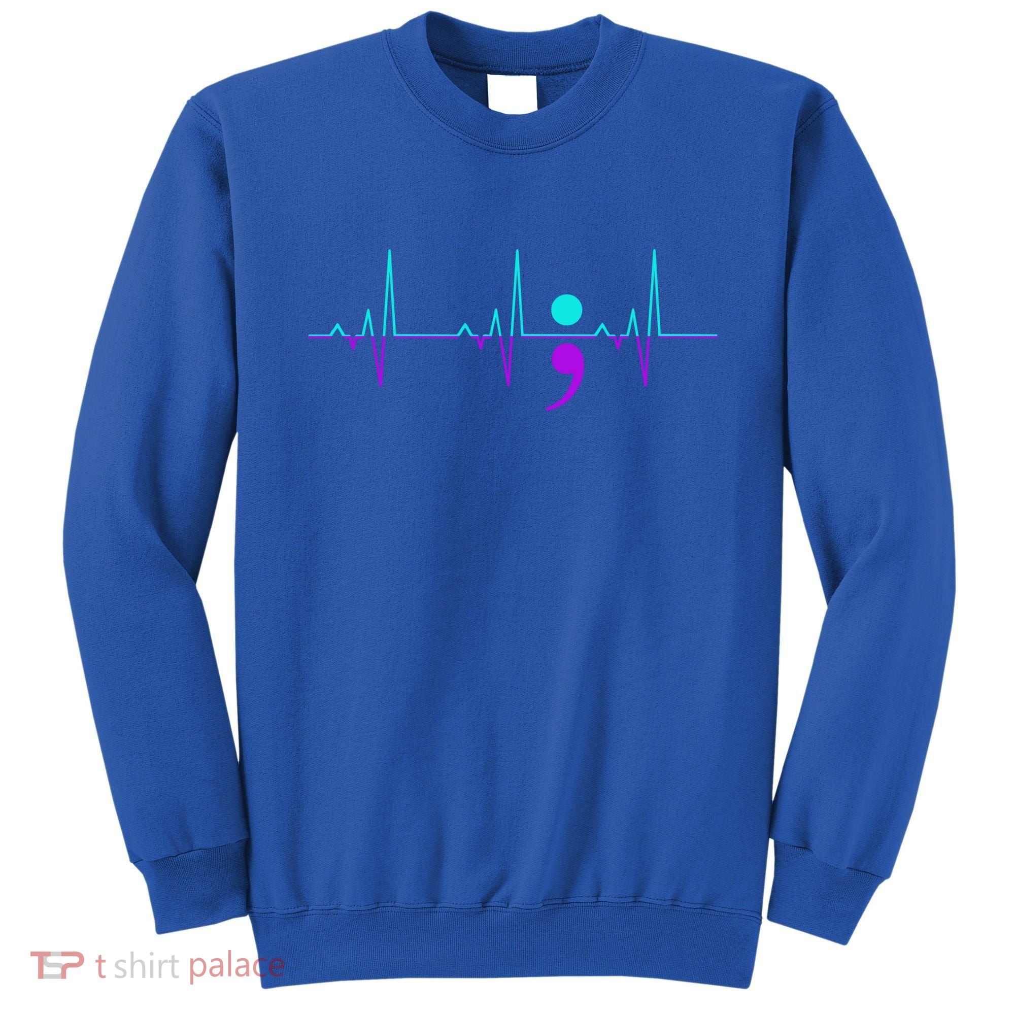 Suicide Awareness Heartbeat Happy Ribbon Support Graphic Gift Sweatshirt
