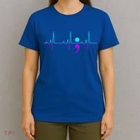 Suicide Awareness Heartbeat Happy Ribbon Support Graphic Gift T-Shirt thumb 4
