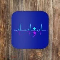 Suicide Awareness Heartbeat Happy Ribbon Support Graphic Gift Coaster thumb 0