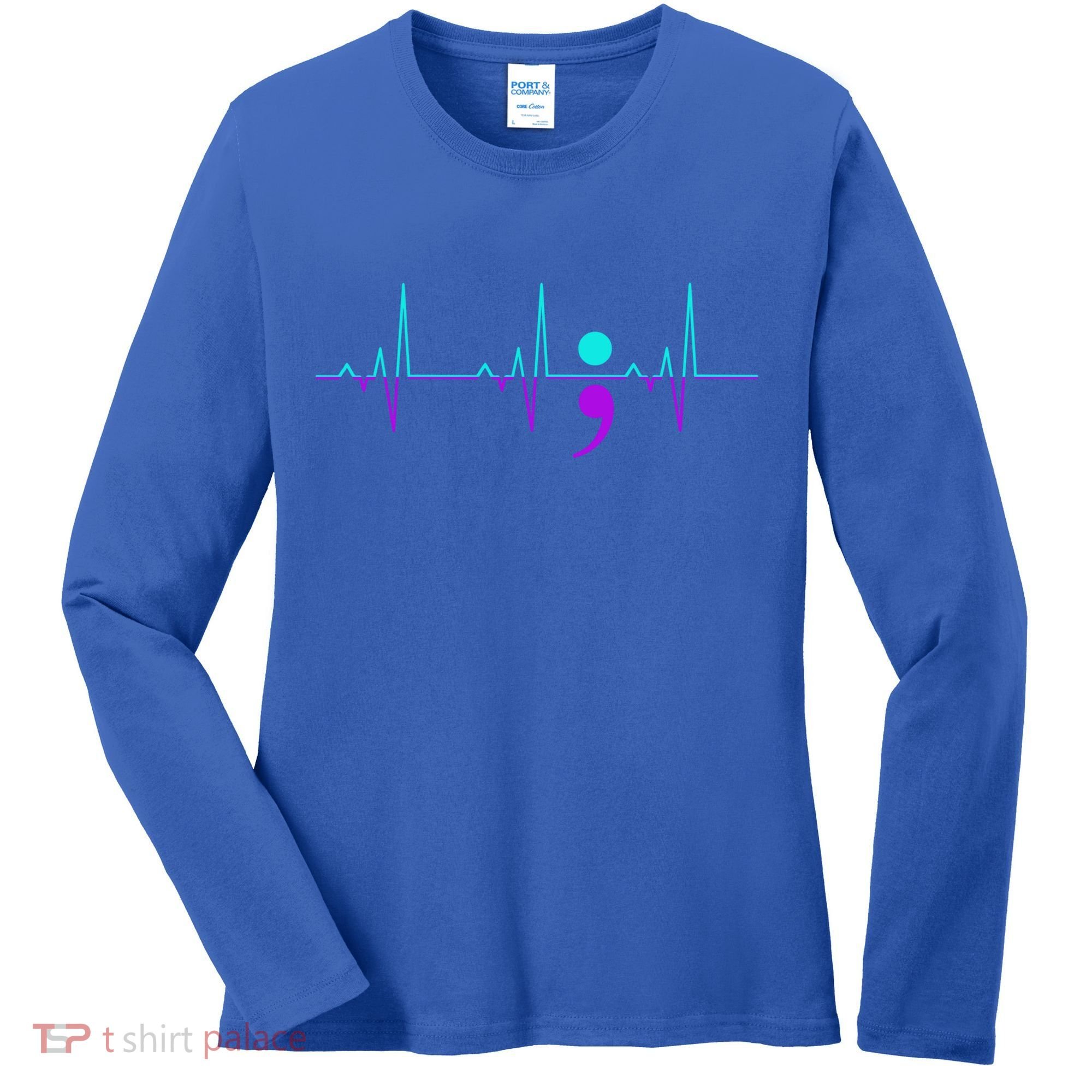 Suicide Awareness Heartbeat Happy Ribbon Support Graphic Gift Women's Long Sleeve Shirt