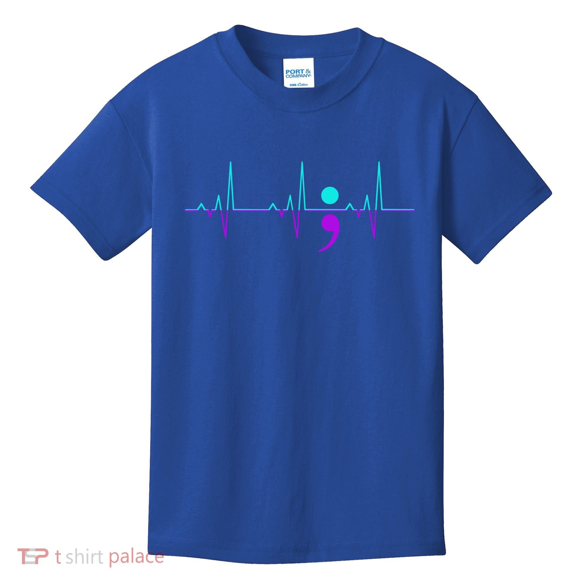 Suicide Awareness Heartbeat Happy Ribbon Support Graphic Gift Kids T-Shirt