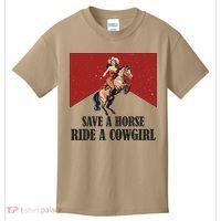 Save A Horse Ride A Cowgirl Kids T-Shirt thumb 0