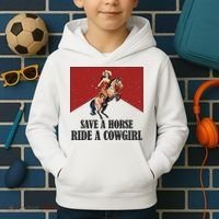 Save A Horse Ride A Cowgirl Kids Hoodie thumb 2