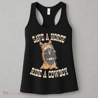 Save A Horse Ride A Cowboy Funny Rodeo Horseback Riding Women's Tank Top thumb 3