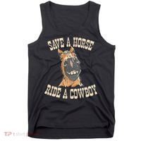 Save A Horse Ride A Cowboy Funny Rodeo Horseback Riding Tank Top thumb 0