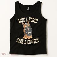 Save A Horse Ride A Cowboy Funny Rodeo Horseback Riding Tank Top thumb 2