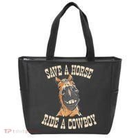 Save A Horse Ride A Cowboy Funny Rodeo Horseback Riding Tote Bag thumb 0