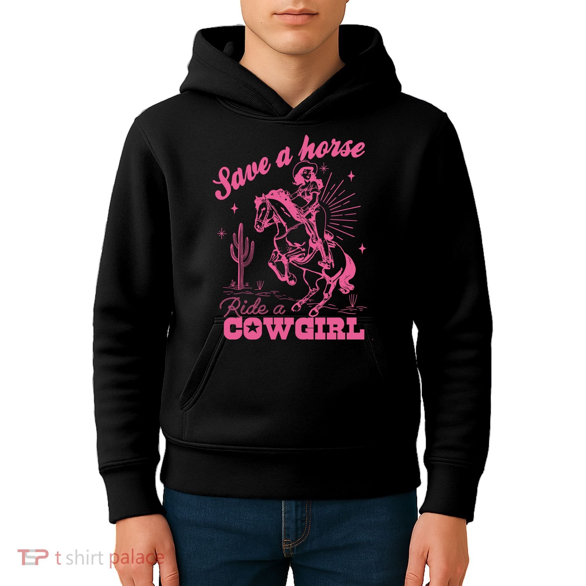 Save A Horse Ride A Cowgirl Kids Hoodie