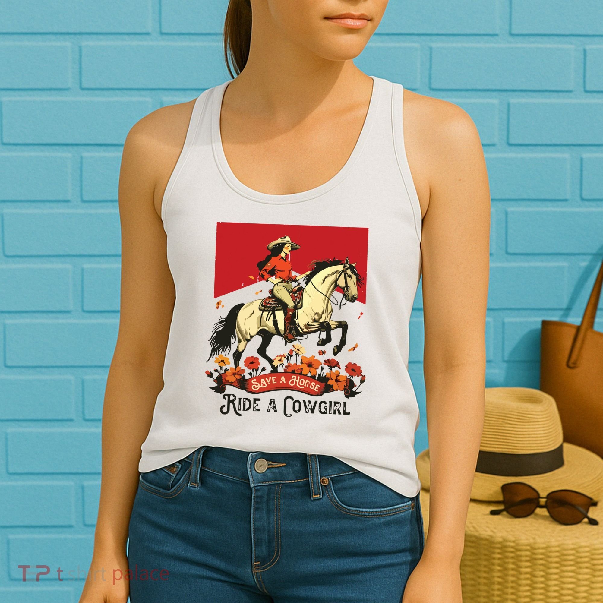 Save A Horse Ride A Cowgirl Western Rodeo Women's Tank Top