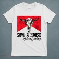 Save A Horse Ride A Cowboy Western Country Rodeo Bull Skull T-Shirt thumb 5