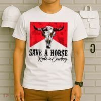 Save A Horse Ride A Cowboy Western Country Rodeo Bull Skull T-Shirt thumb 6