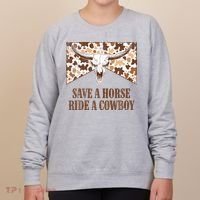 Save A Horse Ride A Cow Bull Skull Women's Sweatshirt thumb 0