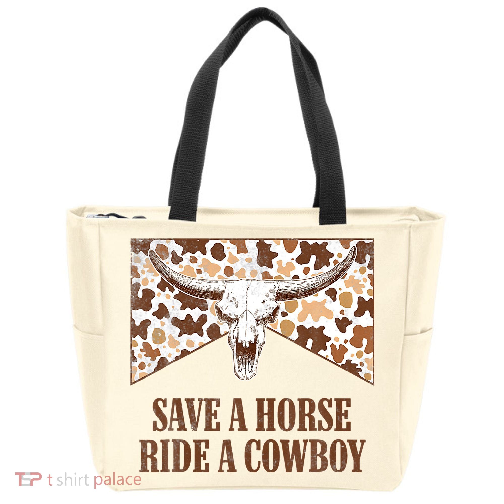 Save A Horse Ride A Cow Bull Skull Tote Bag