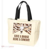 Save A Horse Ride A Cow Bull Skull Tote Bag thumb 3