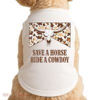 Save A Horse Ride A Cow Bull Skull Doggie Tank thumb 0