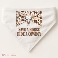Save A Horse Ride A Cow Bull Skull USA-Made Doggie Bandana thumb 0