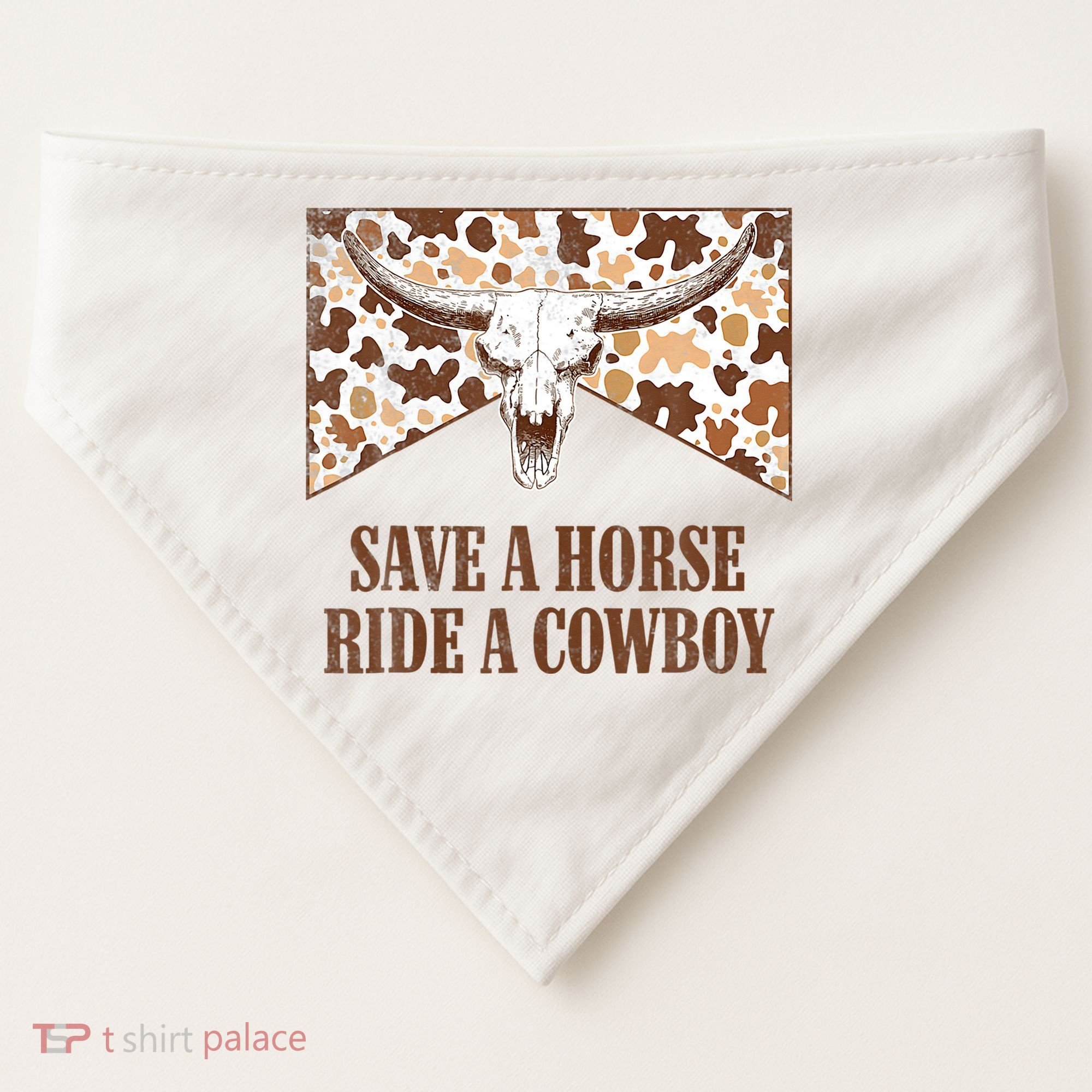 Save A Horse Ride A Cow Bull Skull USA-Made Doggie Bandana