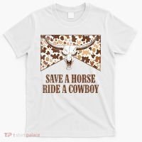 Save A Horse Ride A Cow Bull Skull T-Shirt thumb 0