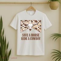 Save A Horse Ride A Cow Bull Skull T-Shirt thumb 2