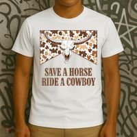 Save A Horse Ride A Cow Bull Skull T-Shirt thumb 3