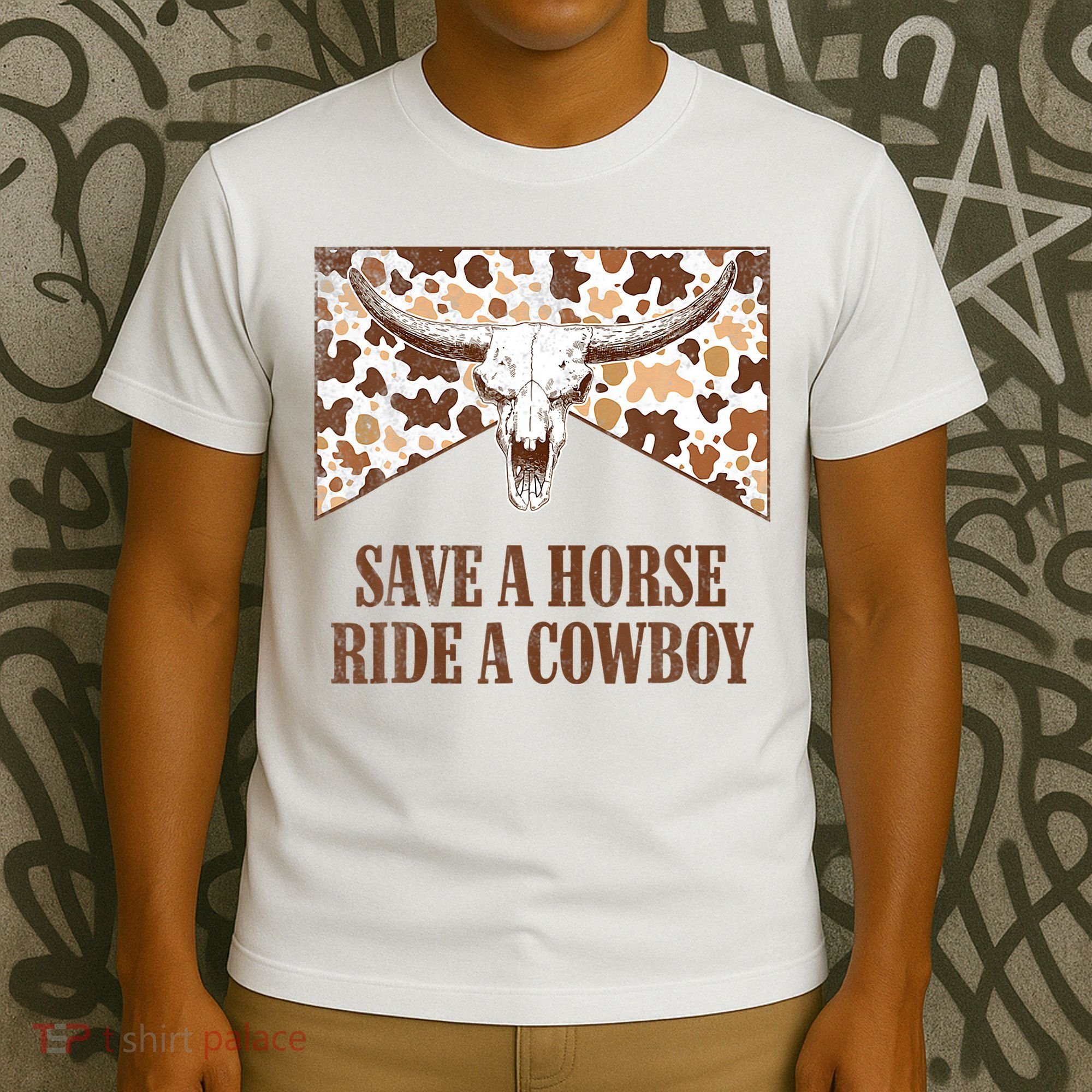 Save A Horse Ride A Cow Bull Skull T-Shirt