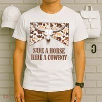 Save A Horse Ride A Cow Bull Skull T-Shirt thumb 6