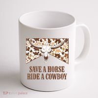 Save A Horse Ride A Cow Bull Skull Coffee Mug thumb 1