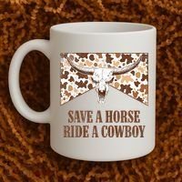 Save A Horse Ride A Cow Bull Skull Coffee Mug thumb 2