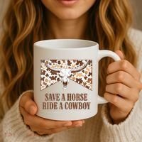 Save A Horse Ride A Cow Bull Skull Coffee Mug thumb 3