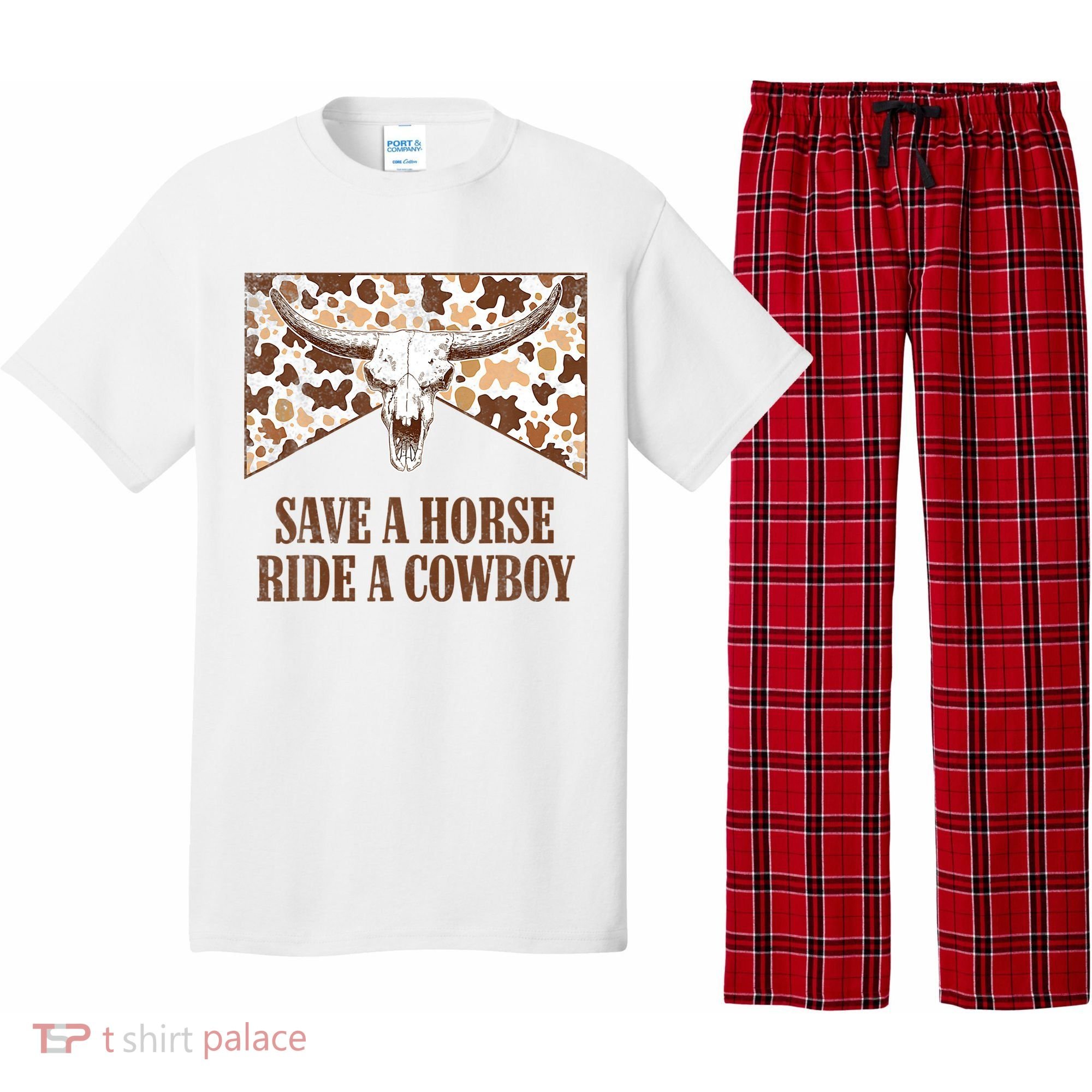 Save A Horse Ride A Cow Bull Skull Pajama Set