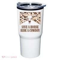Save A Horse Ride A Cow Bull Skull Tumbler thumb 0