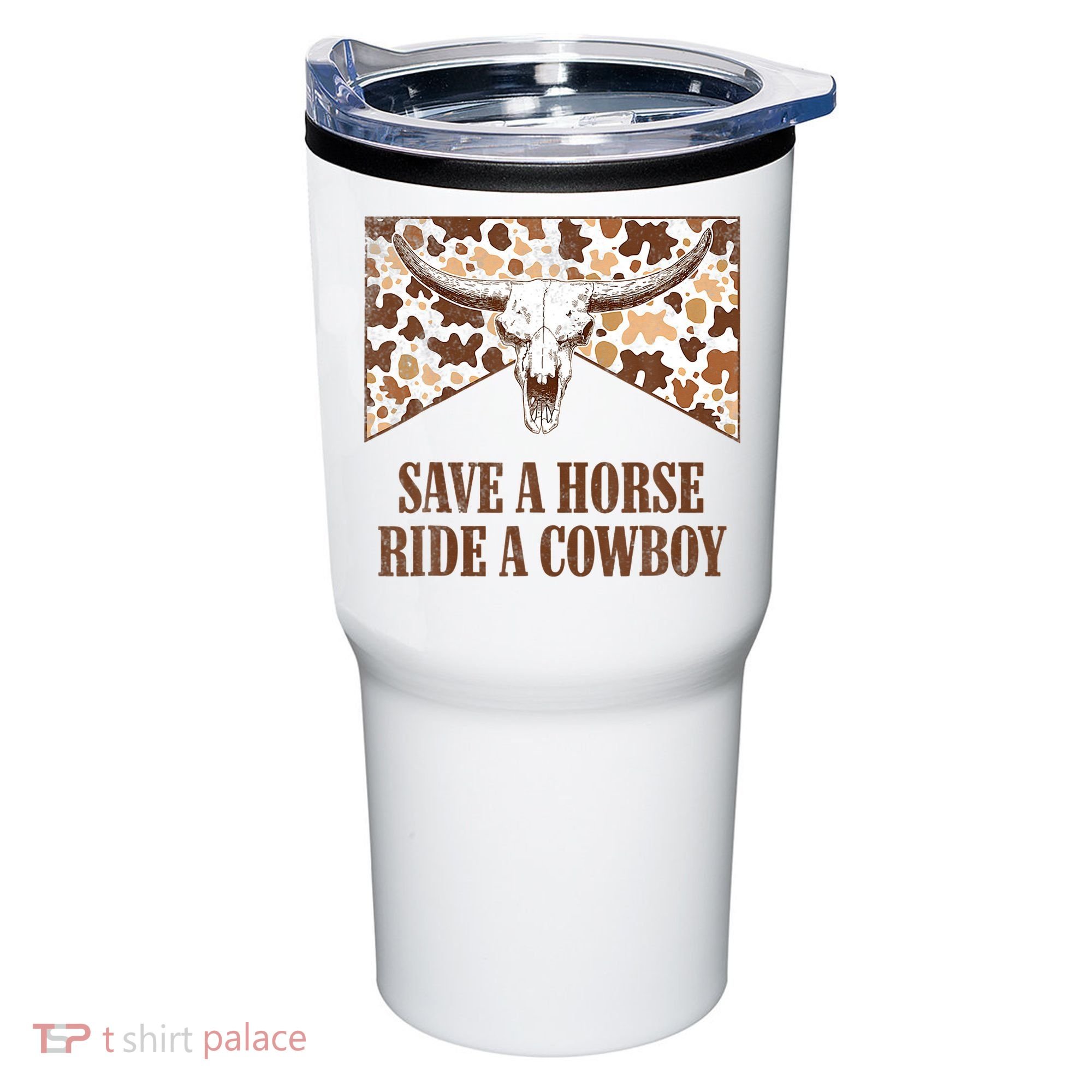 Save A Horse Ride A Cow Bull Skull Tumbler