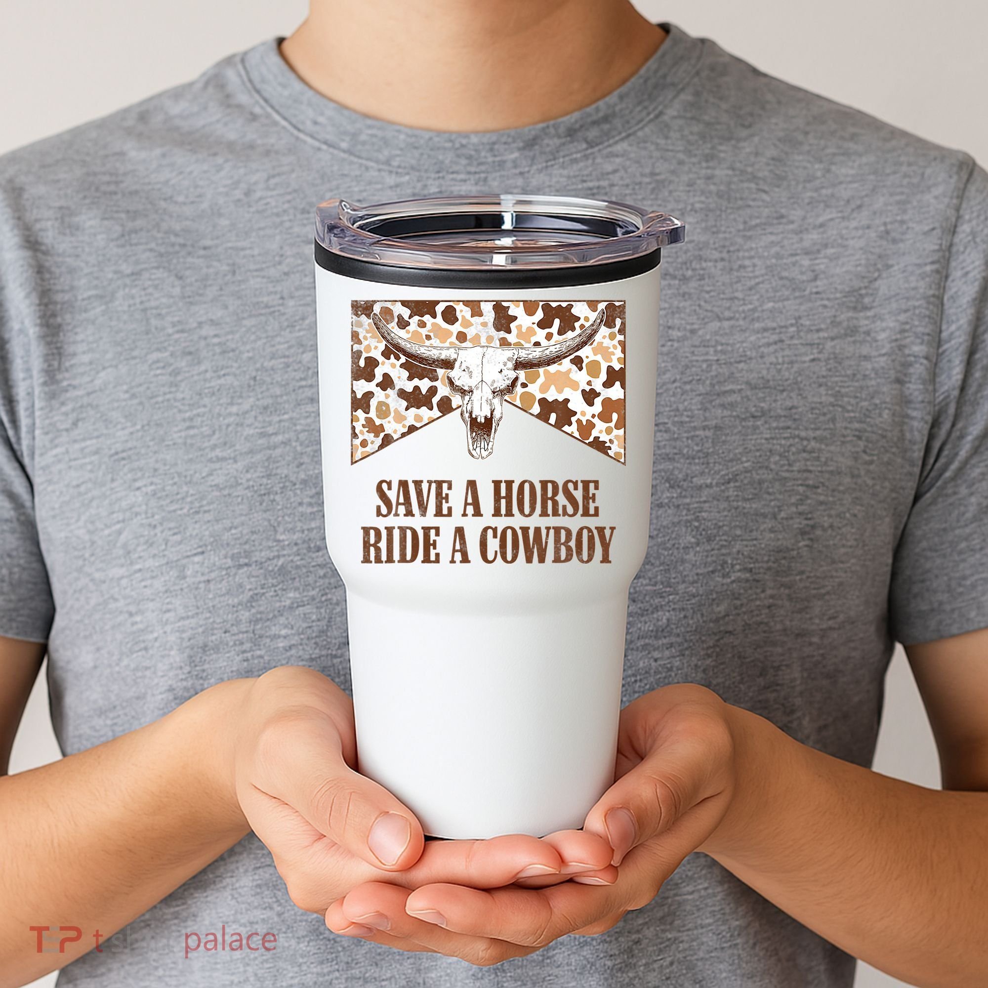 Save A Horse Ride A Cow Bull Skull Tumbler