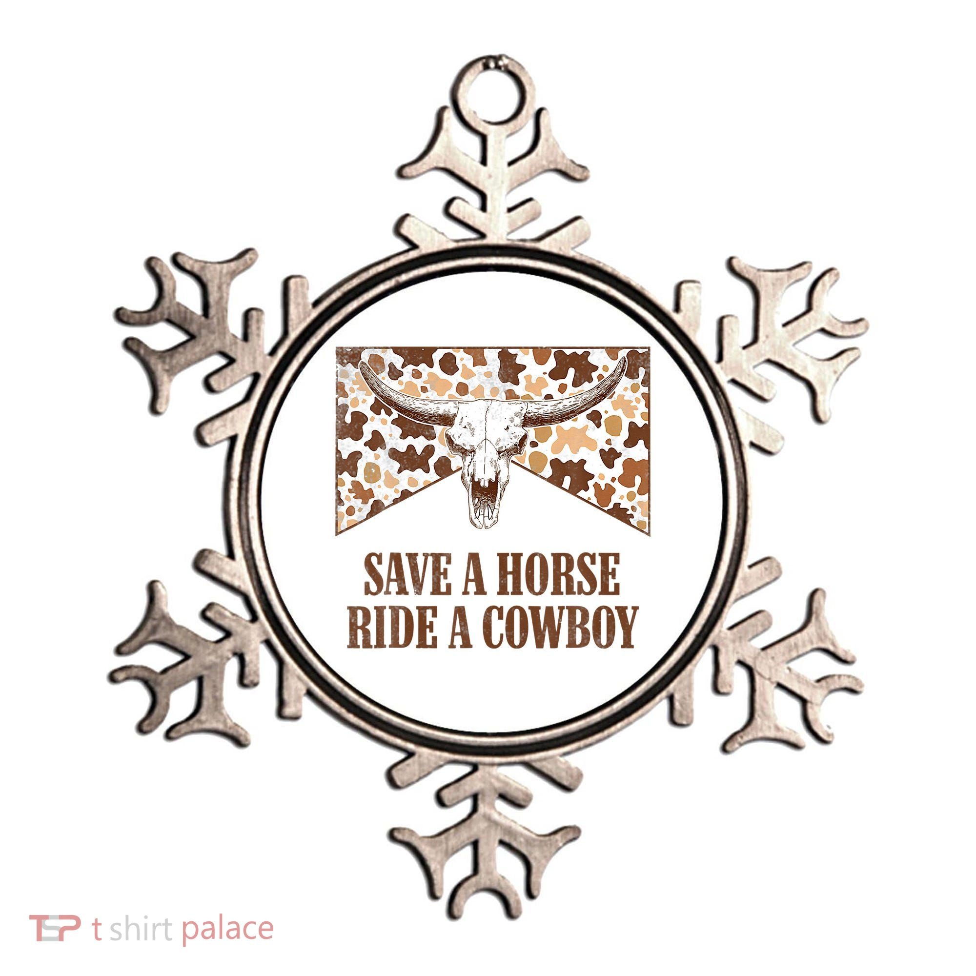 Save A Horse Ride A Cow Bull Skull Ornament
