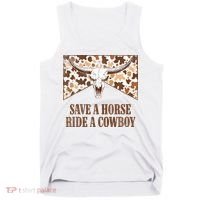 Save A Horse Ride A Cow Bull Skull Tank Top thumb 0