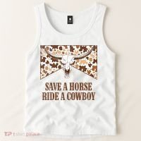 Save A Horse Ride A Cow Bull Skull Tank Top thumb 2