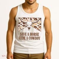 Save A Horse Ride A Cow Bull Skull Tank Top thumb 3
