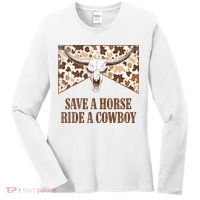 Save A Horse Ride A Cow Bull Skull Women's Long Sleeve Shirt thumb 0