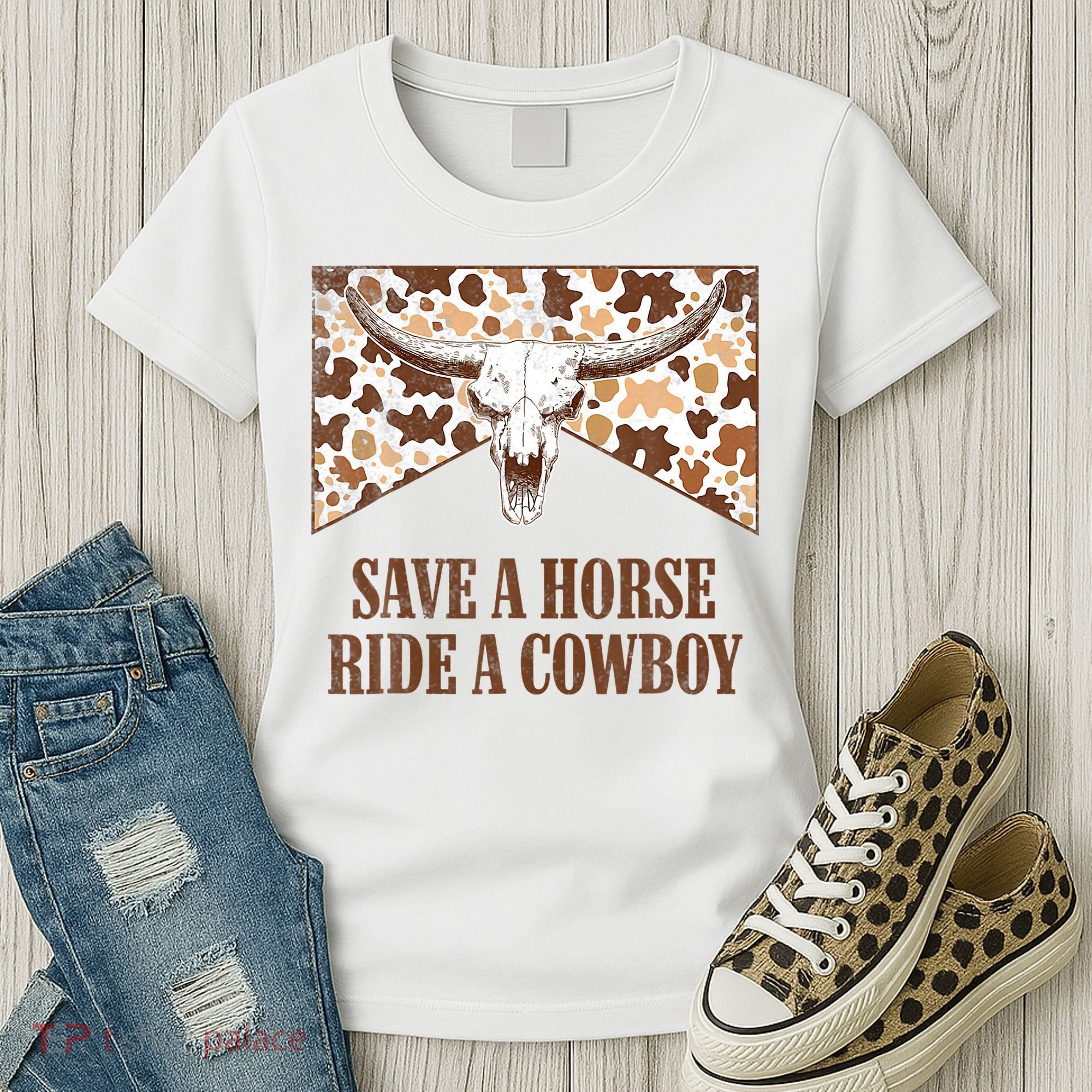 Save A Horse Ride A Cow Bull Skull Women's T-Shirt