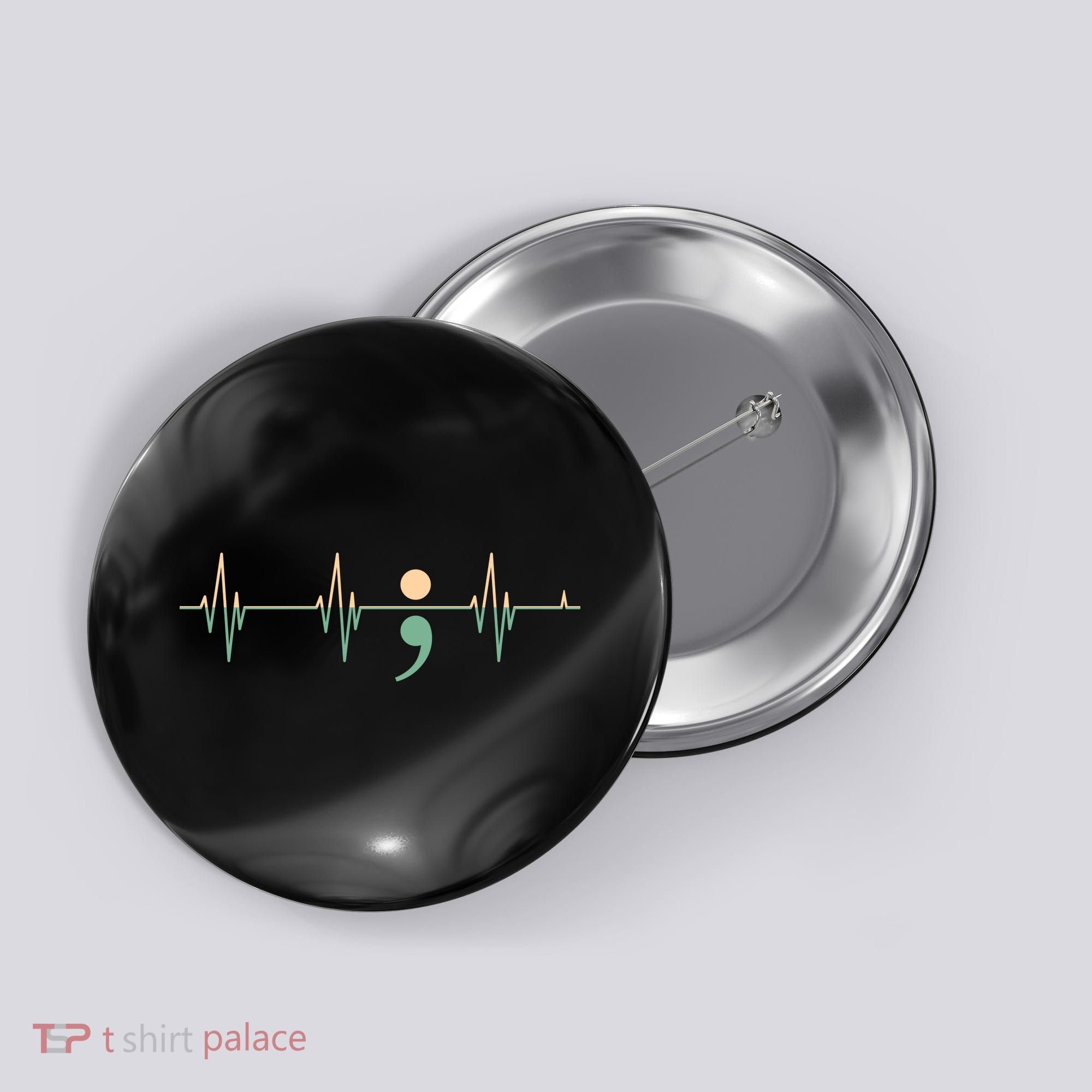 Suicide Awareness Heartbeat Ribbon Button