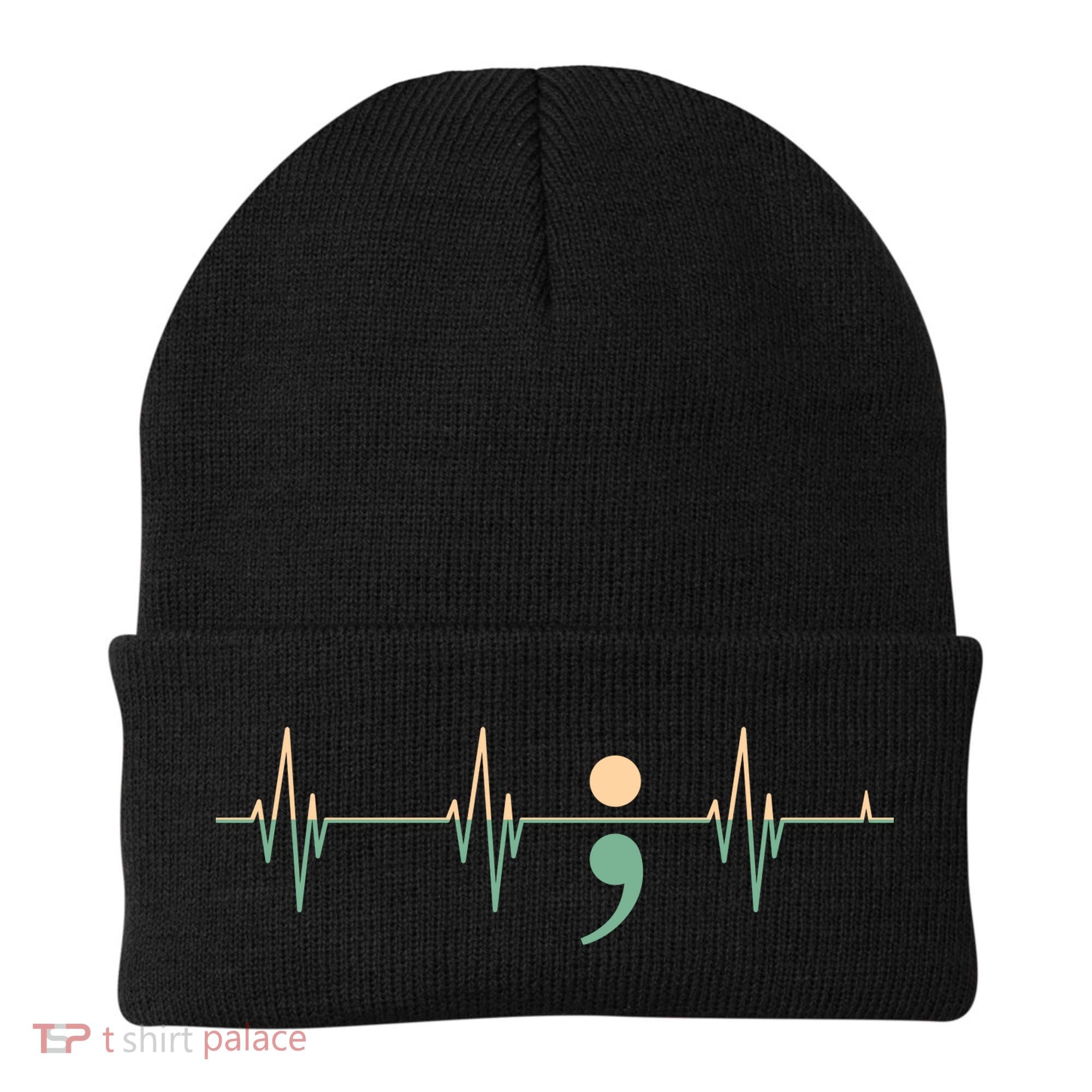 Suicide Awareness Heartbeat Ribbon Beanie