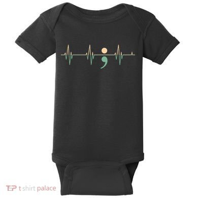 Suicide Awareness Heartbeat Ribbon Baby Bodysuit