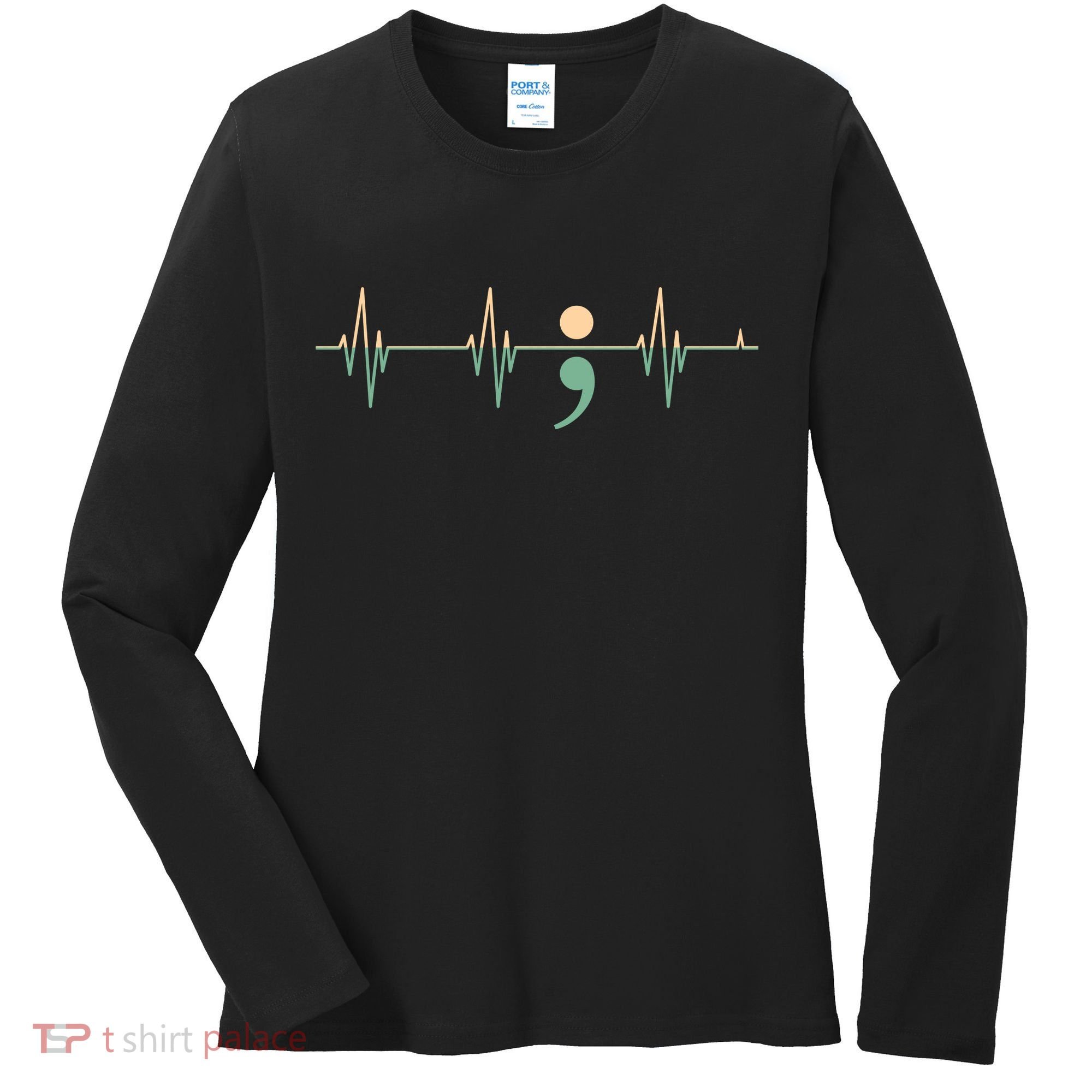 Suicide Awareness Heartbeat Ribbon Women's Long Sleeve Shirt
