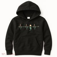 Suicide Awareness Heartbeat Ribbon Kids Hoodie thumb 0