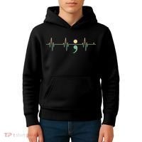 Suicide Awareness Heartbeat Ribbon Kids Hoodie thumb 4