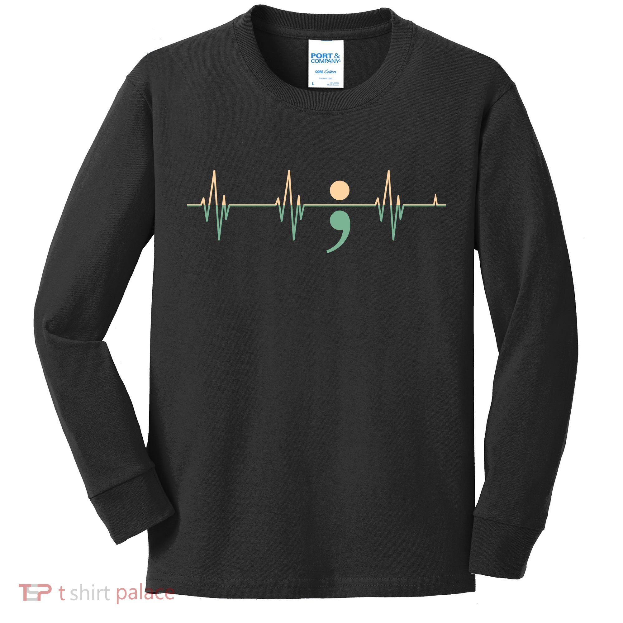 Suicide Awareness Heartbeat Ribbon Kids Long Sleeve Shirt